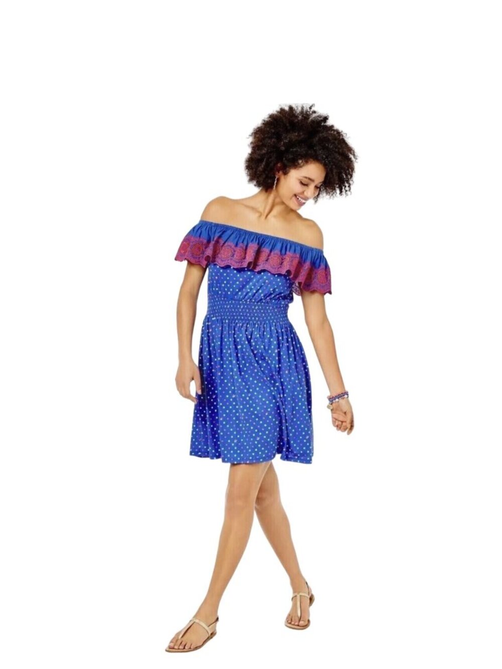 LILLY PULITZER Kalawa Off the Shoulder Borealis Blue Dress Size M NEW